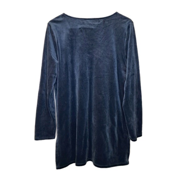 Pure Jill Women Soft Tunic Blue Velour Velvet Pullover V Neck Size M Long Sleeve - Picture 9 of 11